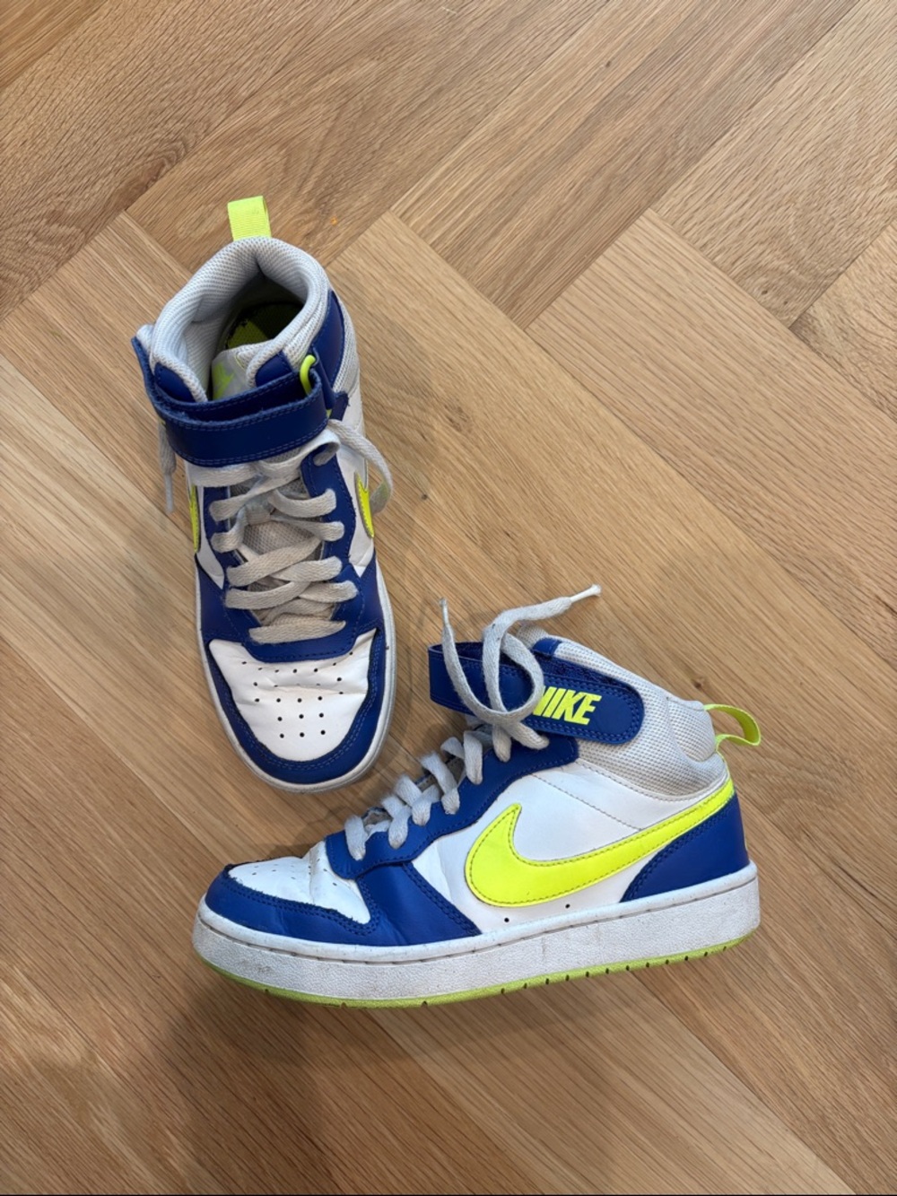 Nike Kids Blue & Neon Yellow High-Top Sneakers